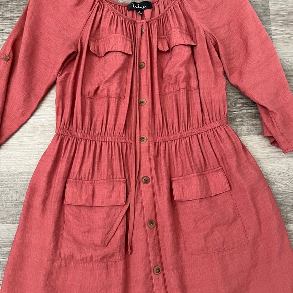 Lulus burnt orange off the shoulder utility dress large - Picture 5 of 9